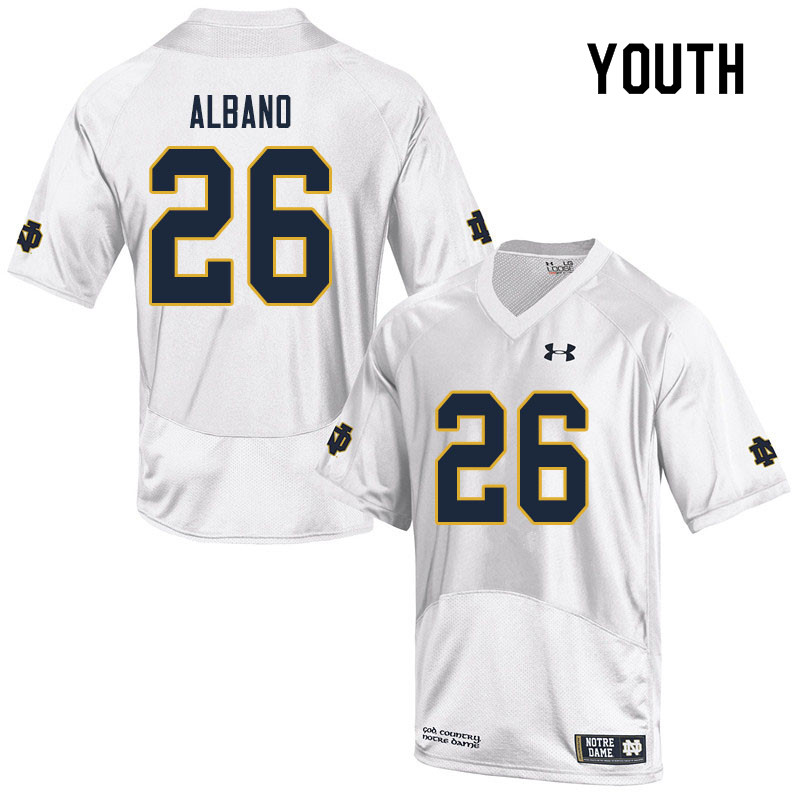 Youth #26 Leo Albano Notre Dame Fighting Irish College Football Jerseys Sale-White - Click Image to Close